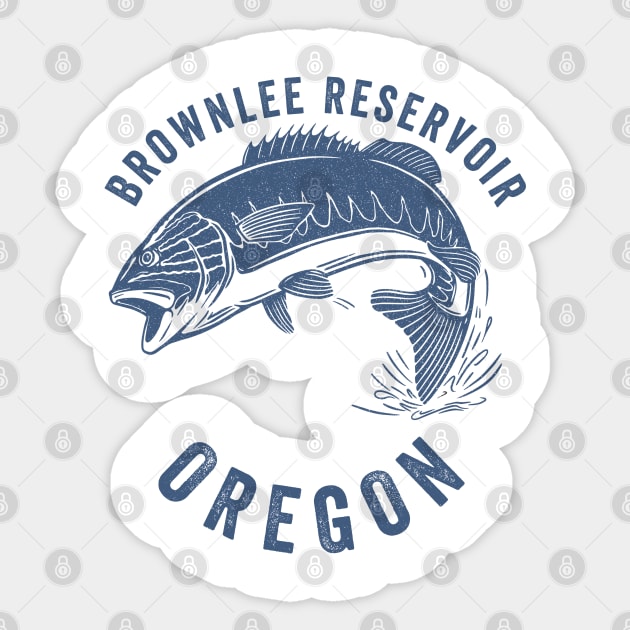 Brownlee Reservoir Oregon Bass Fishing Sticker by Eureka Shirts